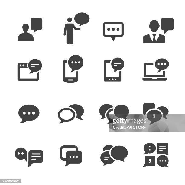 kommunikation und speech bubble ikonen - acme-serie - gespräch stock-grafiken, -clipart, -cartoons und -symbole