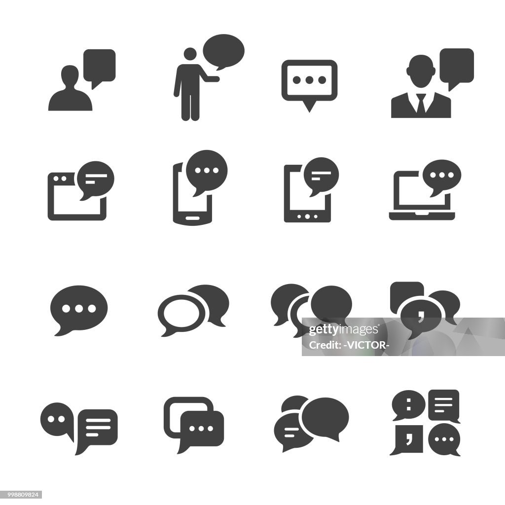 Comunicación y discurso burbuja iconos - serie Acme