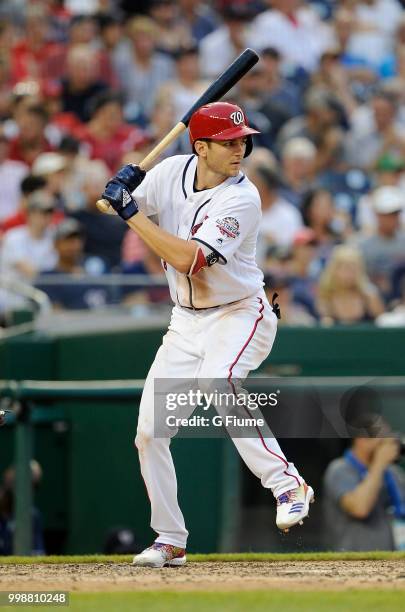 Trea Turner of the Washington Nationals bats against the Boston Red Sox at Nationals Park on July 3, 2018 in Washington, DC.