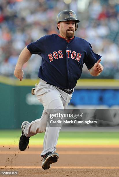 Kevin Youkilis of the Boston Red Sox runs the bases against the Detroit Tigers during the game at Comerica Park on May 14, 2010 in Detroit, Michigan....