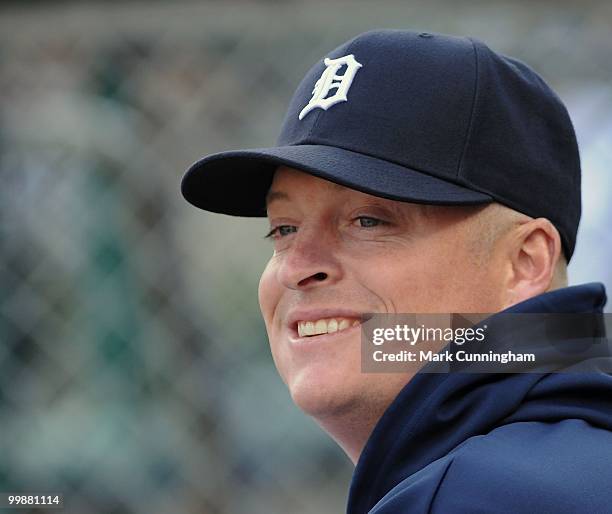 Jeremy Bonderman of the Detroit Tigers looks on during the game against the Boston Red Sox at Comerica Park on May 14, 2010 in Detroit, Michigan. The...