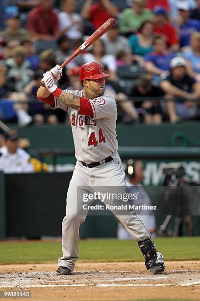 Mike Napoli of the Los Angeles Angels of Anaheim on May 17, 2010 at Rangers Ballpark in Arlington, Texas.