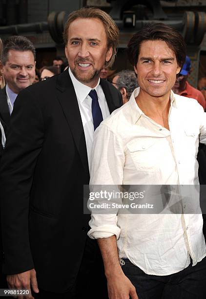 Nicolas Cage and Tom Cruise attends the Jerry Bruckheimer Hand And Footprint Ceremony at Grauman's Chinese Theatre on May 17, 2010 in Hollywood,...