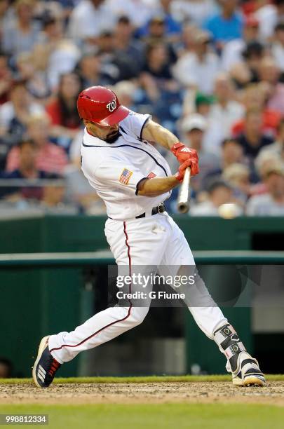 Anthony Rendon of the Washington Nationals bats against the Boston Red Sox at Nationals Park on July 3, 2018 in Washington, DC.