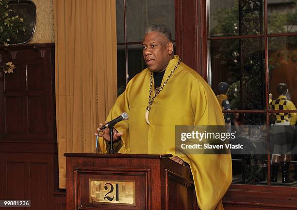 Vogue Contributing Editor and fashion icon Andre Leon Talley speaks at breakfast and discussion on style at 21 Club on May 18, 2010 in New York City.