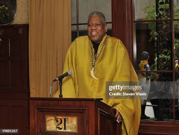 Vogue Contributing Editor and fashion icon Andre Leon Talley speaks at breakfast and discussion on style at 21 Club on May 18, 2010 in New York City.