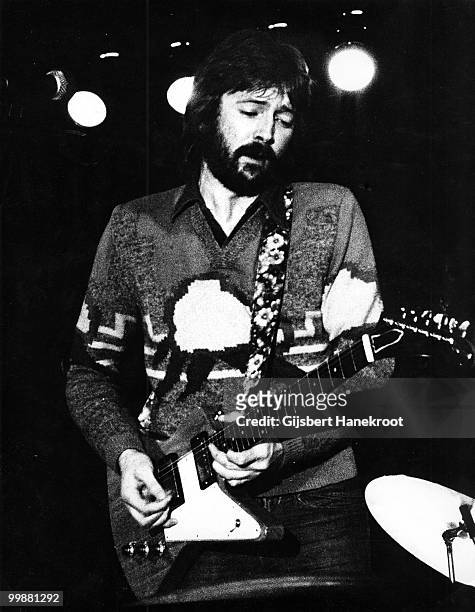 Eric Clapton performs live on stage at Ahoy in Rotterdam, Netherlands on November 30 1974