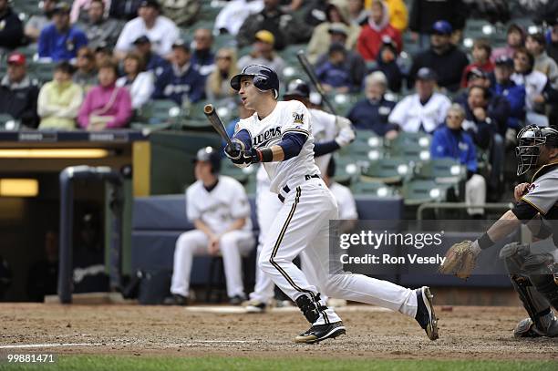 Ryan Braun of the Milwaukee Brewers bats against the Pittsburgh Pirates on April 28, 2010 at Miller Park in Milwaukee, Wisconsin. The Pirates...