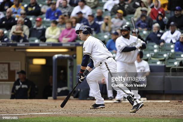 Ryan Braun of the Milwaukee Brewers bats against the Pittsburgh Pirates on April 28, 2010 at Miller Park in Milwaukee, Wisconsin. The Pirates...