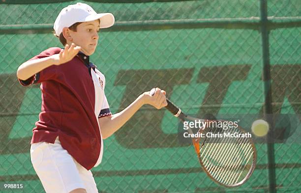 John-Patrick Smith of Queensland in action during the Milo Bruce Cup held at the Illawarra Tennis Centre, Sydney, Australia. DIGITAL IMAGE Mandatory...