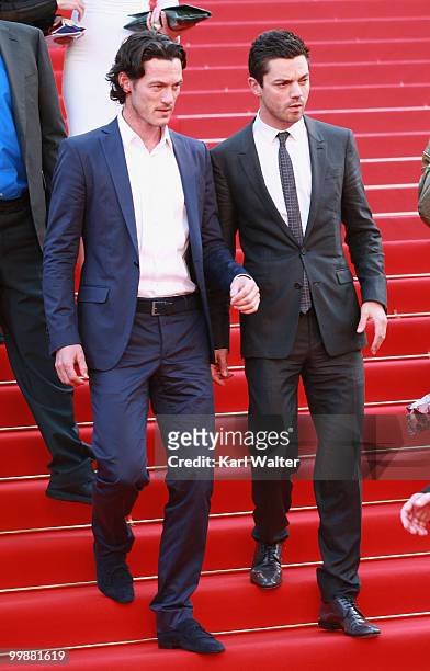 Actors Luke Evans and Dominic Cooper depart the "Tamara Drewe" Premiere at Palais des Festivals during the 63rd Annual Cannes Film Festival on May...