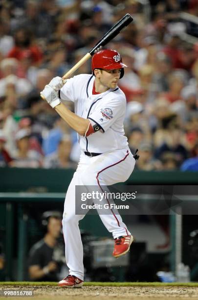 Trea Turner of the Washington Nationals bats against the Boston Red Sox at Nationals Park on July 2, 2018 in Washington, DC.