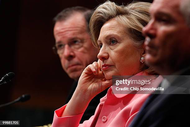 Chairman of the Joint Chiefs of Staff Admiral Michael Mullen, Secretary of State Hillary Clinton and Defense Secretary Robert Gates testify before...