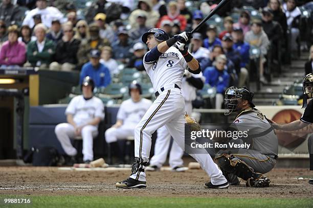 Ryan Braun of the Milwaukee Brewers bats against the Pittsburgh Pirates on April 28, 2010 at Miller Park in Milwaukee, Wisconsin. The Pirates...