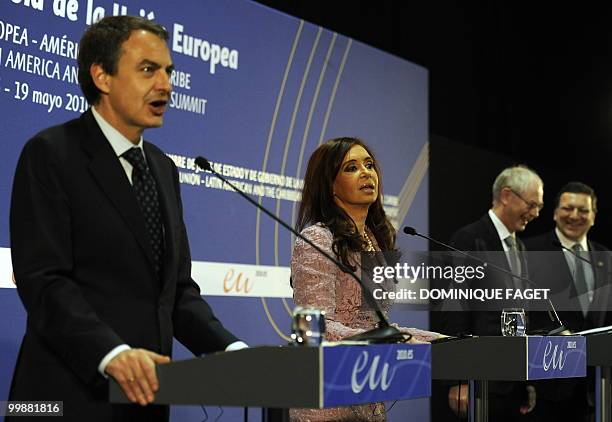 Spain's Prime Minister Jose Luis Rodriguez Zapatero, Argentina's President Cristina Fernandez de Kirchner EU president Herman Van Rompuy and European...