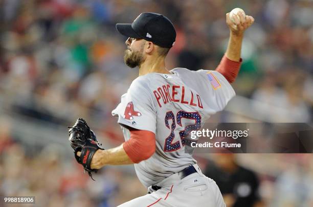 Rick Porcello of the Boston Red Sox pitches against the Washington Nationals at Nationals Park on July 2, 2018 in Washington, DC.