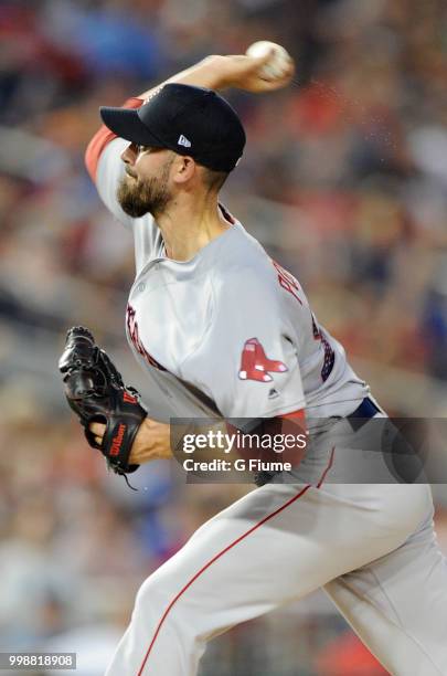 Rick Porcello of the Boston Red Sox pitches against the Washington Nationals at Nationals Park on July 2, 2018 in Washington, DC.