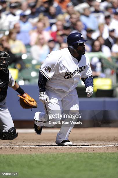 Prince Fielder of the Milwaukee Brewers bats against the Pittsburgh Pirates on April 28, 2010 at Miller Park in Milwaukee, Wisconsin. The Pirates...