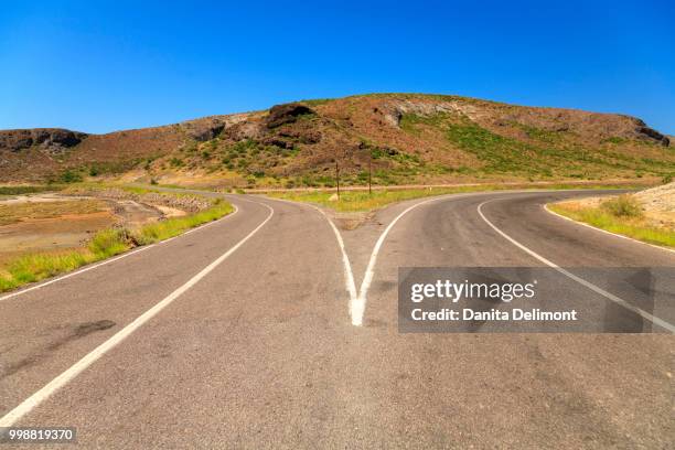 forked road near balandra bay, sea of cortez, near la paz, baja california, mexico - cortez stock pictures, royalty-free photos & images