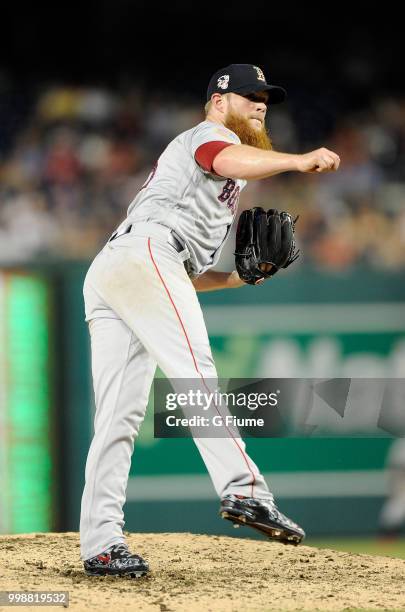 Craig Kimbrel of the Boston Red Sox pitches in the ninth inning against the Washington Nationals at Nationals Park on July 2, 2018 in Washington, DC.