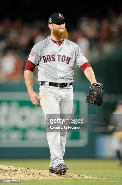 Craig Kimbrel of the Boston Red Sox pitches in the ninth inning against the Washington Nationals at Nationals Park on July 2, 2018 in Washington, DC.