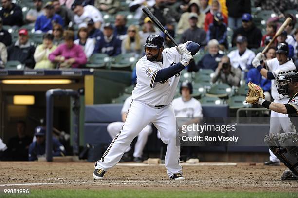 Prince Fielder of the Milwaukee Brewers bats against the Pittsburgh Pirates on April 28, 2010 at Miller Park in Milwaukee, Wisconsin. The Pirates...