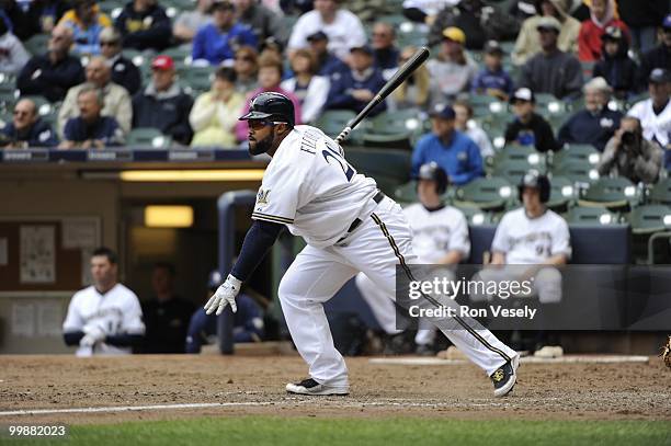 Prince Fielder of the Milwaukee Brewers bats against the Pittsburgh Pirates on April 28, 2010 at Miller Park in Milwaukee, Wisconsin. The Pirates...