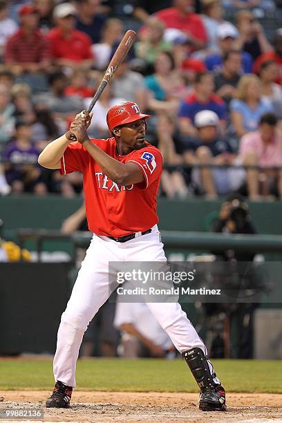 Vladimir Guerrero of the Texas Rangers on May 17, 2010 at Rangers Ballpark in Arlington, Texas.