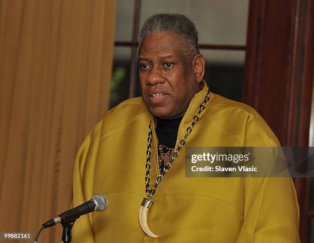 Vogue Contributing Editor and fashion icon Andre Leon Talley speaks at breakfast and discussion on style at 21 Club on May 18, 2010 in New York City.