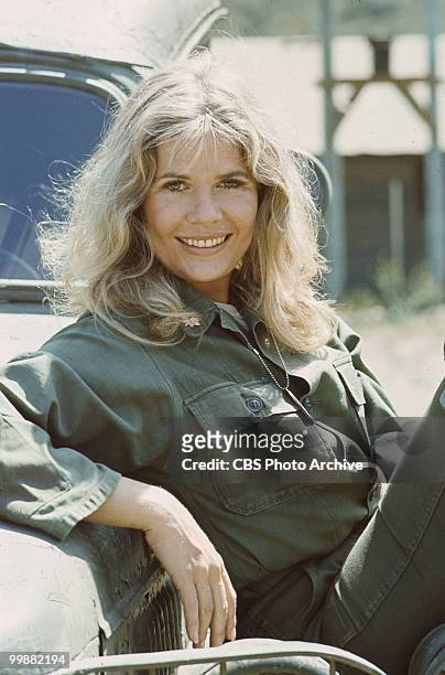 Portrait of American actress Loretta Swit, in costume as Major Margaret Houlihan, in the television series 'MASH,' California, 1975.