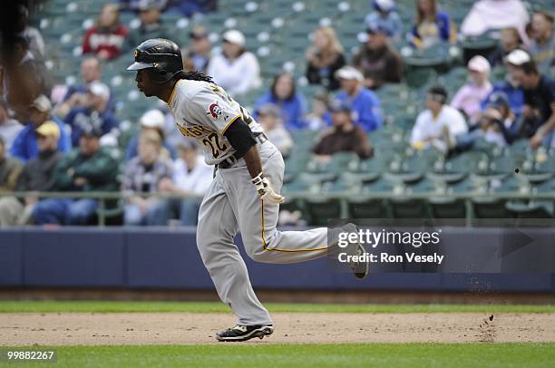 Andrew McCutchen of the Pittsburgh Pirates runs the bases against the Milwaukee Brewers on April 28, 2010 at Miller Park in Milwaukee, Wisconsin. The...