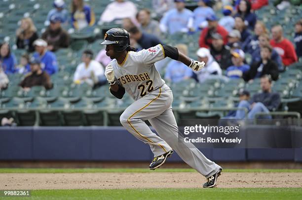 Andrew McCutchen of the Pittsburgh Pirates runs the bases against the Milwaukee Brewers on April 28, 2010 at Miller Park in Milwaukee, Wisconsin. The...