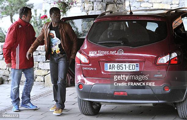 French defender Patrice Evra arrives in Tignes, French Alps on May 18, 2010 to join the French national football team which will be starting their...