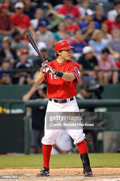 Ian Kinsler of the Texas Rangers on May 17, 2010 at Rangers Ballpark in Arlington, Texas.