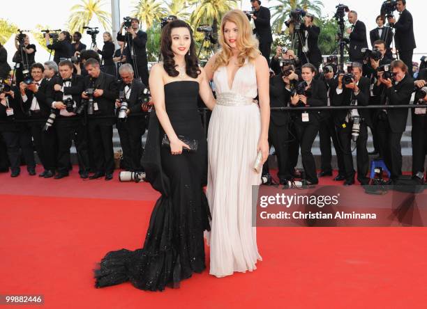 Actress Fan Bingbing and model Doutzen Kroes attend the 'Of Gods and Men' Premiere held at the Palais des Festivals during the 63rd Annual...