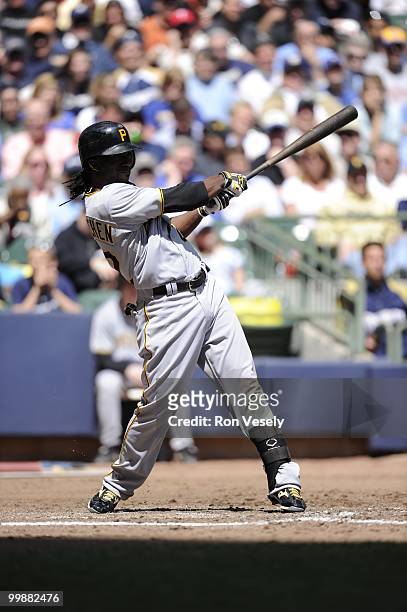 Andrew McCutchen of the Pittsburgh Pirates bats against the Milwaukee Brewers on April 28, 2010 at Miller Park in Milwaukee, Wisconsin. The Pirates...