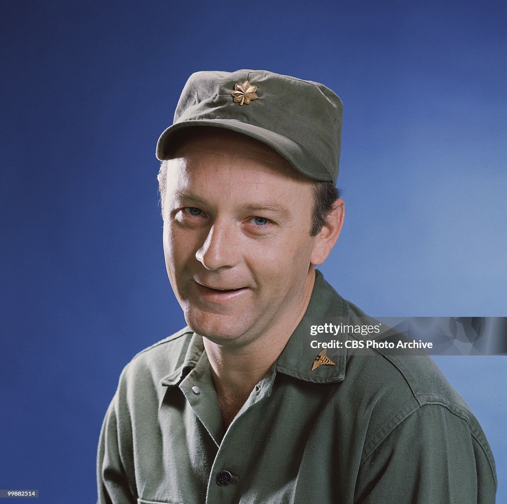 Portrait of American actor Larry Linville in costume as Major Frank