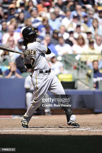 Andrew McCutchen of the Pittsburgh Pirates bats against the Milwaukee Brewers on April 28, 2010 at Miller Park in Milwaukee, Wisconsin. The Pirates...