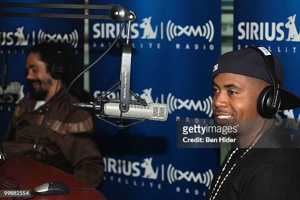 *Exclusive* Musician Damian Marley and Rapper Nas visit SIRIUS XM Studio on May 18, 2010 in New York City.