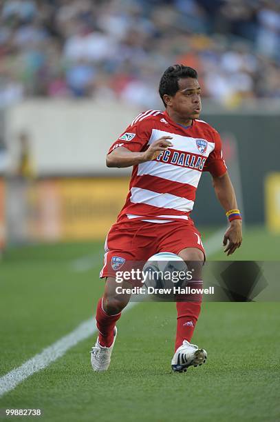 David Ferreira of FC Dallas plays the ball during the game against Philadelphia Union on May 15, 2010 at Lincoln Financial Field in Philadelphia,...