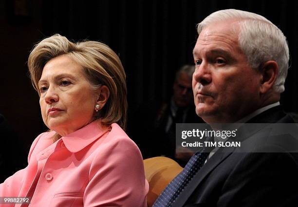 Secretary of State Hillary Clinton testifies before the Senate Foreign Relations Committee hearing on the new Strategic Arms Reduction Treaty along...