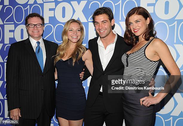 The cast of "Lonestar" David Keith, Eloise Mumford, James Wolk and Adrianne Palicki attend the 2010 FOX Upfront after party at Wollman Rink, Central...