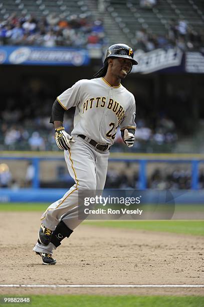 Andrew McCutchen of the Pittsburgh Pirates runs the bases against the Milwaukee Brewers on April 28, 2010 at Miller Park in Milwaukee, Wisconsin. The...