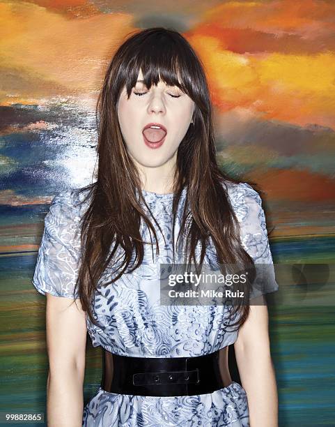 Band She & Him member Zooey Deschanel is photographed for YRB Magazine on February 14, 2010 in Los Angeles, California.