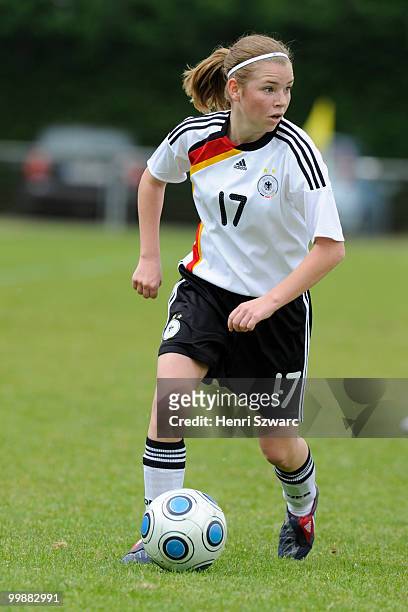 Germany's Linda Dallmann runs with the ball during the U16 women international friendly match between France and Germany at Parc des Sports stadium...