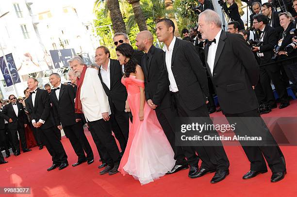 Actors Xavier Maly, Loic Pichon, Jacques Herlin, Michael Lonsdale, director Xavier Beauvois, Lambert Wilson, Sabrina Ouazani, Farid Larbi and Jean...