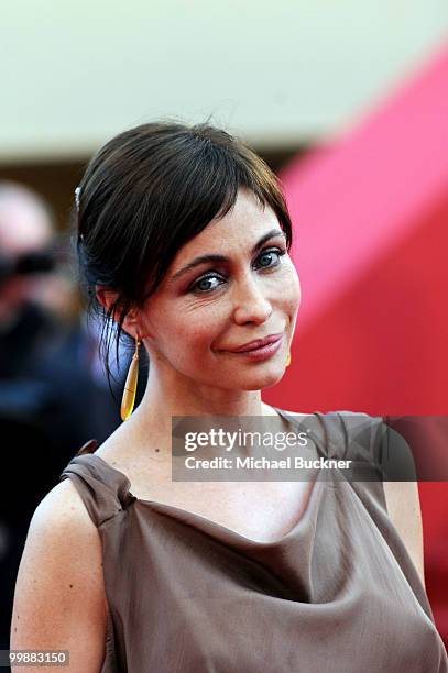 Actress Emmanuelle Beart attends the "Of Gods And Men" Premiere at the Palais des Festivals during the 63rd Annual Cannes Film Festival on May 18,...