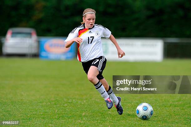 Germany's Linda Dallmann runs with the ball during the U16 women international friendly match between France and Germany at Parc des Sports stadium...