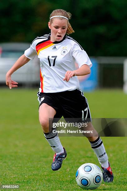 Germany's Linda Dallmann runs with the ball during the U16 women international friendly match between France and Germany at Parc des Sports stadium...