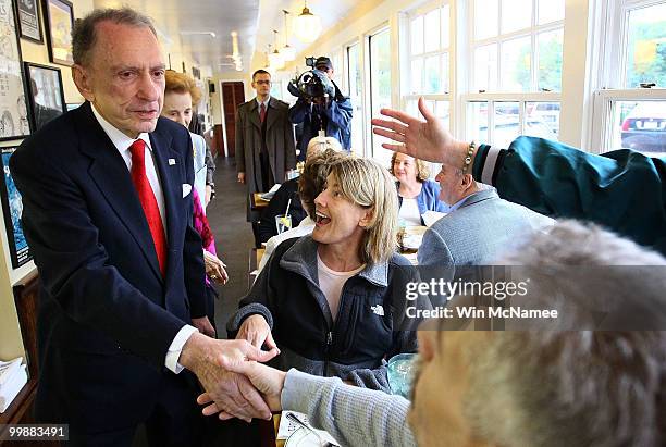 Sen. Arlen Specter campaigns at the 4th Street Deli May 18, 2010 in Philadelphia, Pennsylvania. Specter is fighting a close campaign against Rep. Joe...